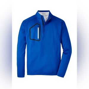 Peter Millar Sapphire Blue Forge Performance Quarter Zip Pullover MF23EK42 NWT